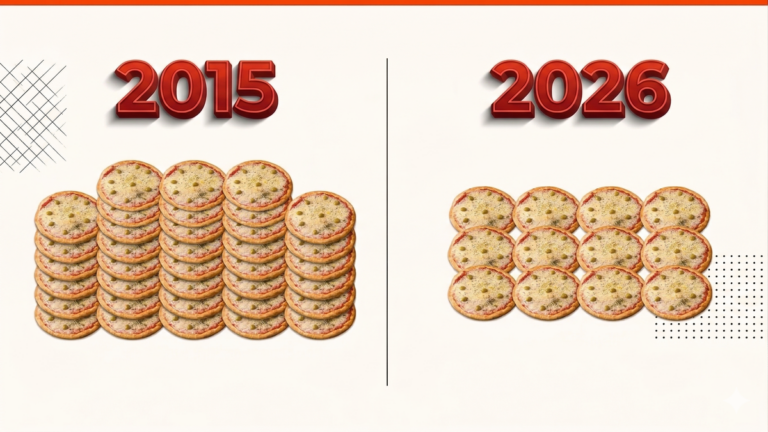 El espeluznante desplome del «Índice Pizza»: un sueldo mínimo compraba 33 en 2015 y hoy solo alcanza para 12