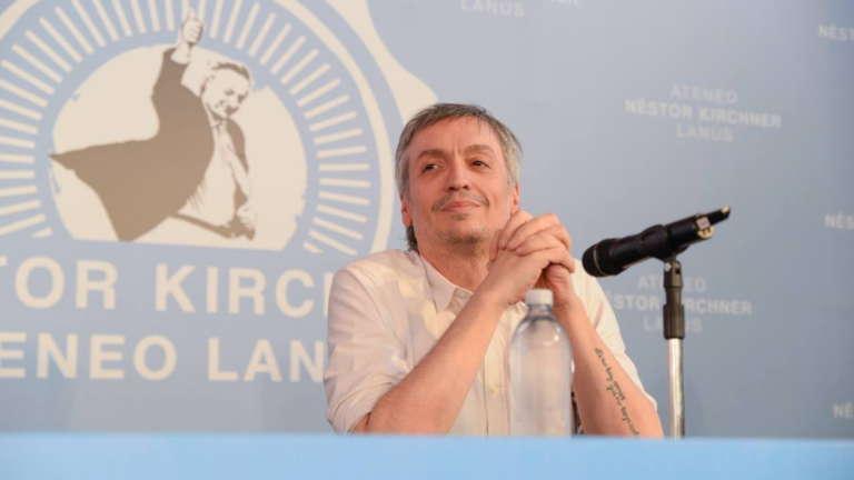 Máximo Kirchner durante un acto político.
