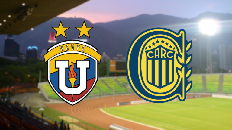 Escudos de Universidad Central y Rosario Central previo al partido de Copa Libertadores