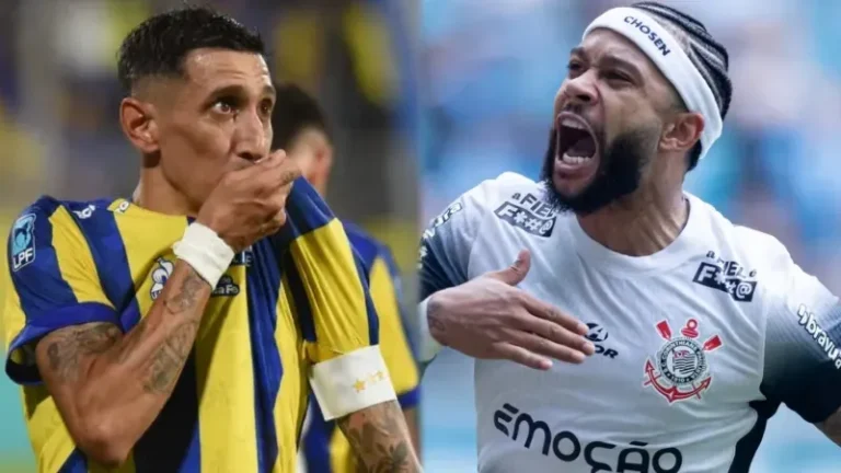 Sorteo de la Copa Libertadores con el logo de Corinthians y Rosario Central
