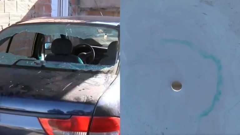 Vehículo con impactos de bala en Fray Luis Beltrán
