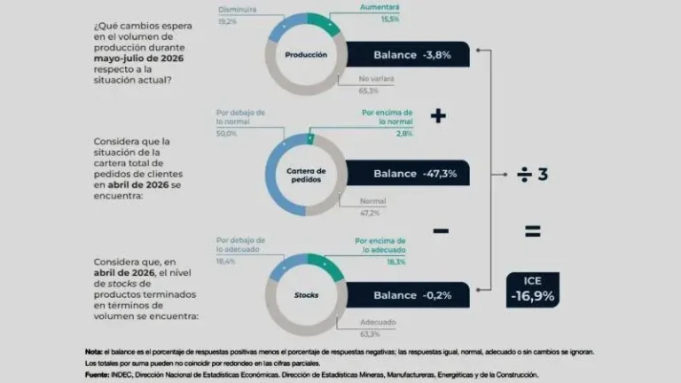 Gráfico de encuesta del Indec sobre expectativas de actividad industrial