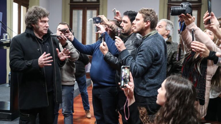 Javier Milei en conferencia de prensa en Casa Rosada