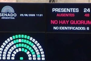 Vista del recinto del Senado Nacional durante la sesión suspendida